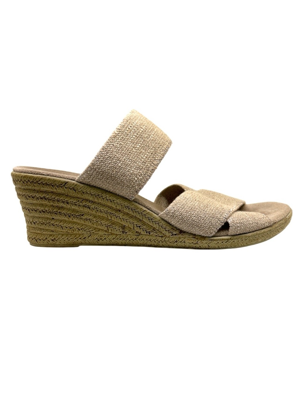 Women's Beige Wedge Slide Sandals